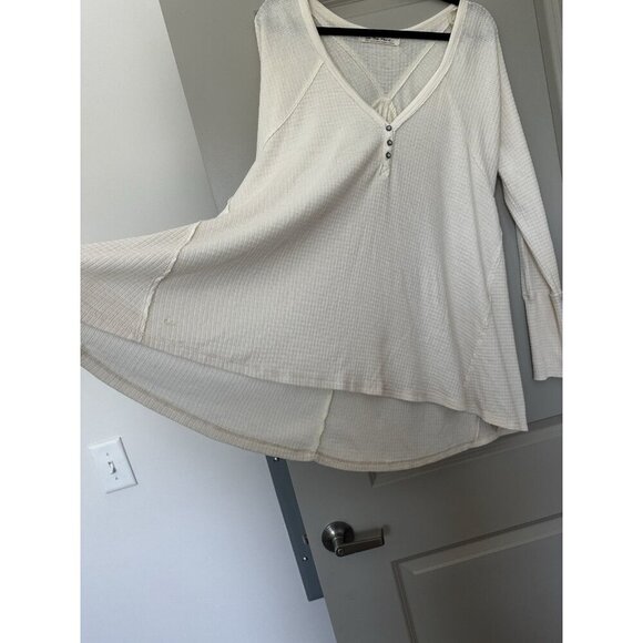 We The Free Citrine Henley Thermal Long Sleeve Tunic in Cream Size Large - Picture 4 of 9
